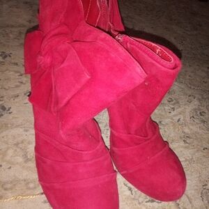 Gianni Bini Red Ankle Bow Boots Size 9M
